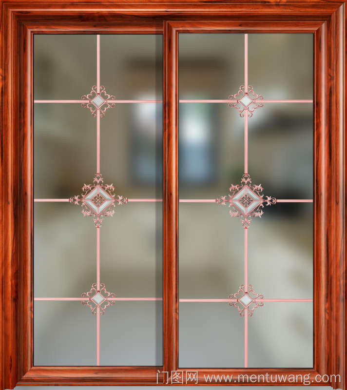 WT-006-玫瑰金  中空门玻璃款式，推拉门款式，玻璃款式，K秀图，巴斯盾花