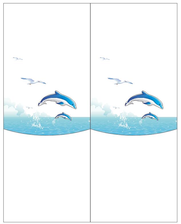 SM17-023 艺浪板,精雕UV打印,艺术玻璃,百叶板门 海豚，鱼，水，鹤，鸟，海，小浪，水花，蓝色