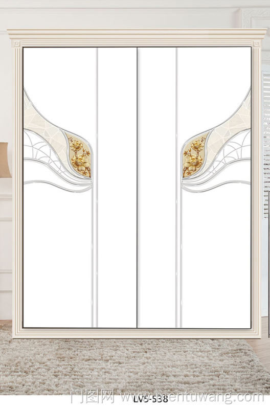  移门图 雕刻路径 橱柜门板  LV5-538 新款,精雕UV打印 钻，珠宝，黄花，玫瑰，马赛克，曲线