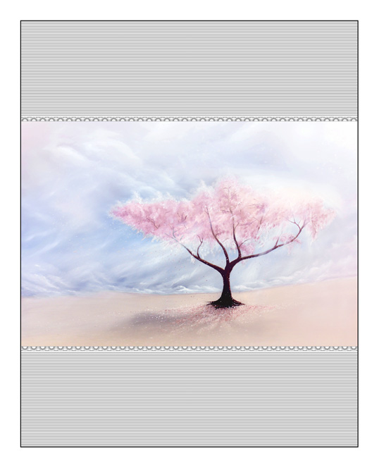 0 UV打印 EM-A9071 蓝天白云 粉色大树 一棵树 彩绘图
