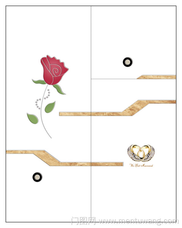  移门图 雕刻路径 橱柜门板  玫瑰  戒指玫瑰 6661-20免雕立体高光 