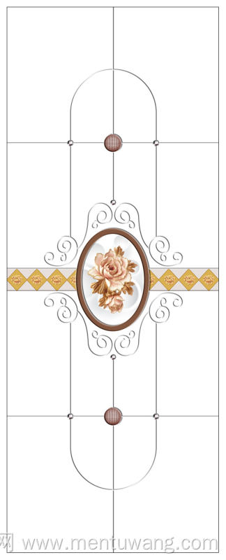  移门图 雕刻路径 橱柜门板  牡丹 彩雕板 金色牡丹 椭圆 菱形 Y-8968 ZS-023 