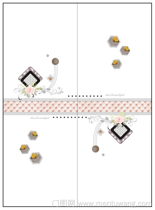  移门图 雕刻路径 橱柜门板  菱形 彩雕板,高光系列 玫瑰花藤 六边形 黑色正方形 软包  NQJ-8036 平面打印带雕刻路径