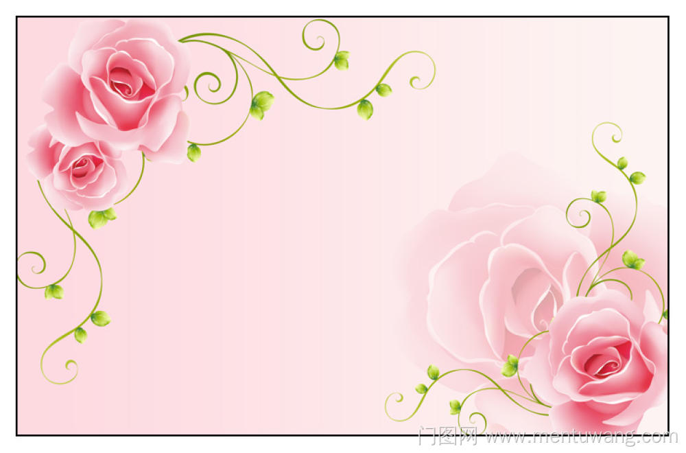  移门图 雕刻路径 橱柜门板  玫瑰  粉色玫瑰 粉红玫瑰花 绿色叶子 高清打印图