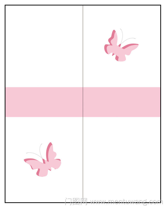 移门图 雕刻路径 橱柜门板  蝴蝶 彩雕板,高光系列 蝴蝶 粉色蝴蝶 粉红色蝴蝶 带两条横线路径图
