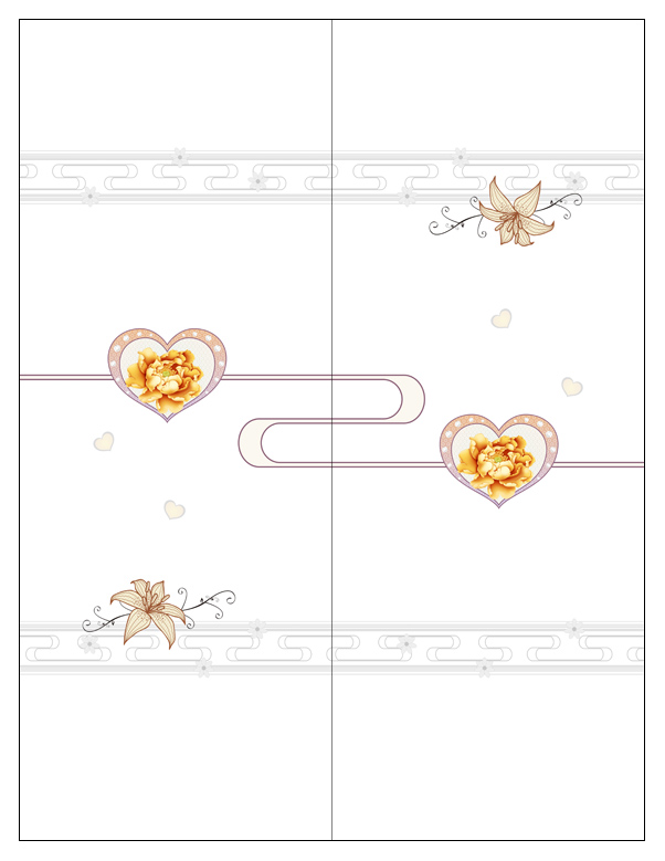 牡丹  高光系列 桃心形 优雅玫瑰 爱心 金色牡丹  A-231超白玻璃 中间图案带路径