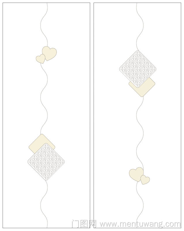  移门图 雕刻路径 橱柜门板  菱形 彩雕板 爱心形 心型 HH-9697 LT-3438 异形是打印效果