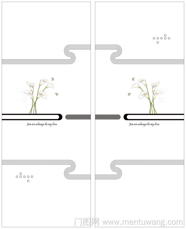  移门图 雕刻路径 橱柜门板  蝴蝶   马蹄莲蝴蝶  M-6152 G-1073高光全打印图