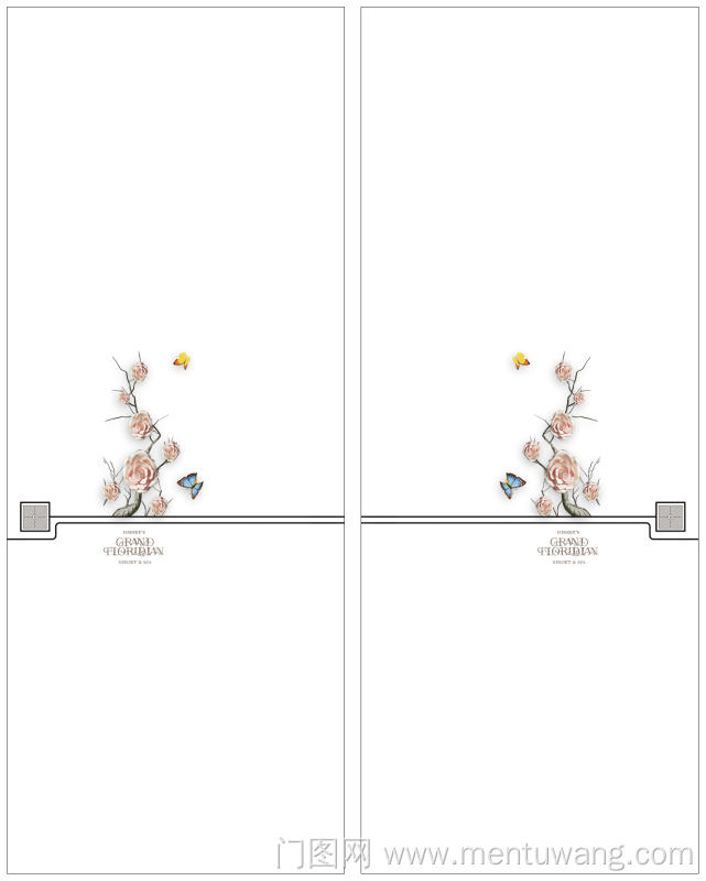  移门图 雕刻路径 橱柜门板  蝴蝶  牡丹花朵 蝴蝶 ABC-2016 高光打印图