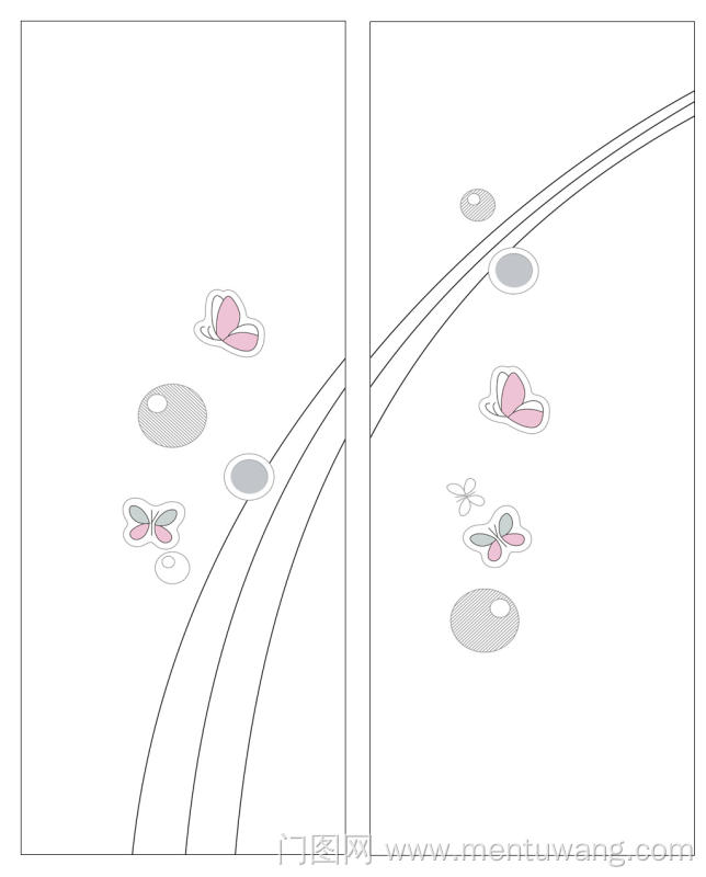  移门图 雕刻路径 橱柜门板  蝴蝶  圆圈 蝴蝶  GY-2085 abc-2144 高光打印图