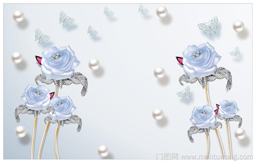  移门图 雕刻路径 橱柜门板  蝴蝶  珍珠 蓝玫瑰 蓝色玫瑰 腰线  背景墙 