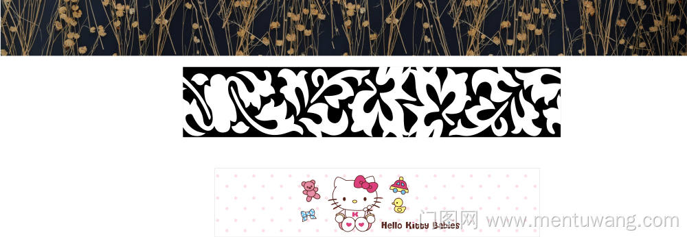  移门图 雕刻路径 橱柜门板  腰线  腰线  腰花  腰带  黑底白花  猫  卡通  