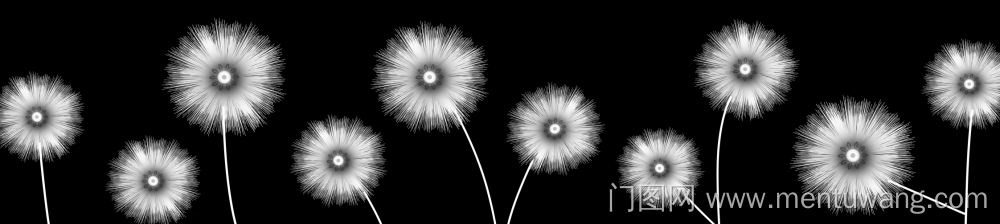  移门图 雕刻路径 橱柜门板  腰线  腰线 蒲公英 腰花  打印图 黑底白花 