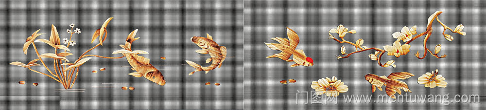  移门图 雕刻路径 橱柜门板  腰线  竹签图  腰线  鱼 荷花  腰花 腰带 