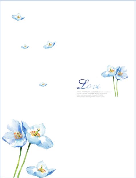 SYGG-8040 DC-1031 彩雕板 水彩 水彩花 英文 字母 LOVE 手绘花 蓝色花 并蒂莲