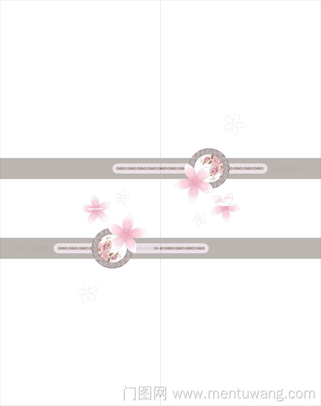  移门图 雕刻路径 橱柜门板  花  粉色，五叶花，圆