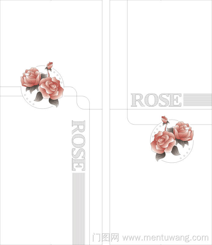  移门图 雕刻路径 橱柜门板  ABC-1025 彩雕板,新款,高光系列 ROSE   玫瑰   线条圆形   雕刻彩绘   高光板   红色 