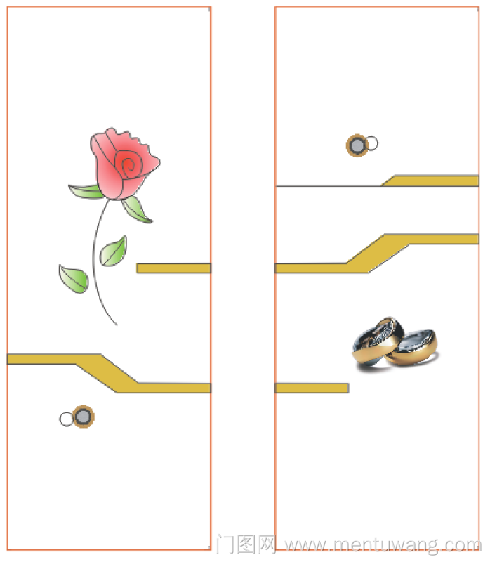  移门图 雕刻路径 橱柜门板  jd6054 彩雕板,精雕UV打印,雕刻移门 玫瑰花，戒指，叶子