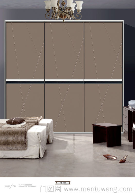  移门图 雕刻路径 橱柜门板  GJ-8058 精雕UV打印 缝线皮革，玻璃腰线，灰色，现代，棕色，黑白