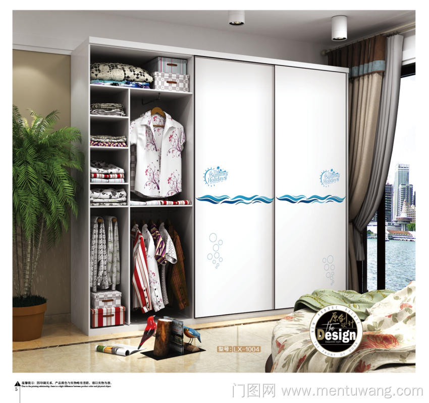  移门图 雕刻路径 橱柜门板  LX-1004 新款,精雕UV打印,雕刻移门,UV打印,高光系列 英文，海浪，蓝色，圆形