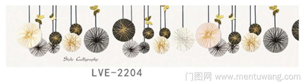  移门图 雕刻路径 橱柜门板  LVE-2204 新款,UV打印,高光系列 英文，蝴蝶，圆球，腰线