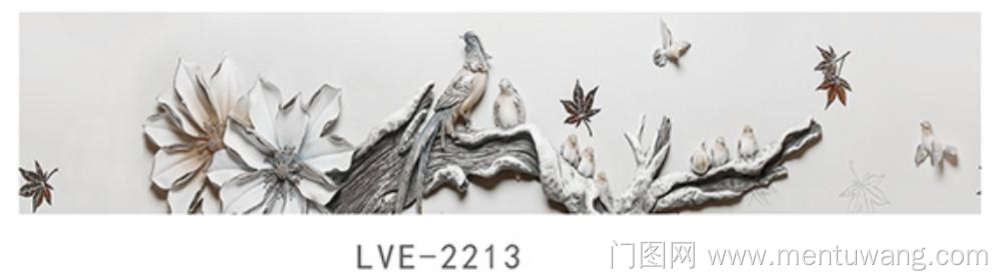  移门图 雕刻路径 橱柜门板  LVE-2213 新款,UV打印,高光系列 鸟，树木，腰线，树枝