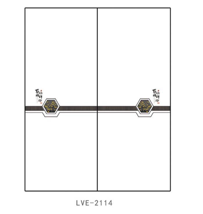 LVE-2114 彩雕板,新款,精雕UV打印,雕刻移门,UV打印,高光系列 六边形，花，百福纳祥，祥云，六边形