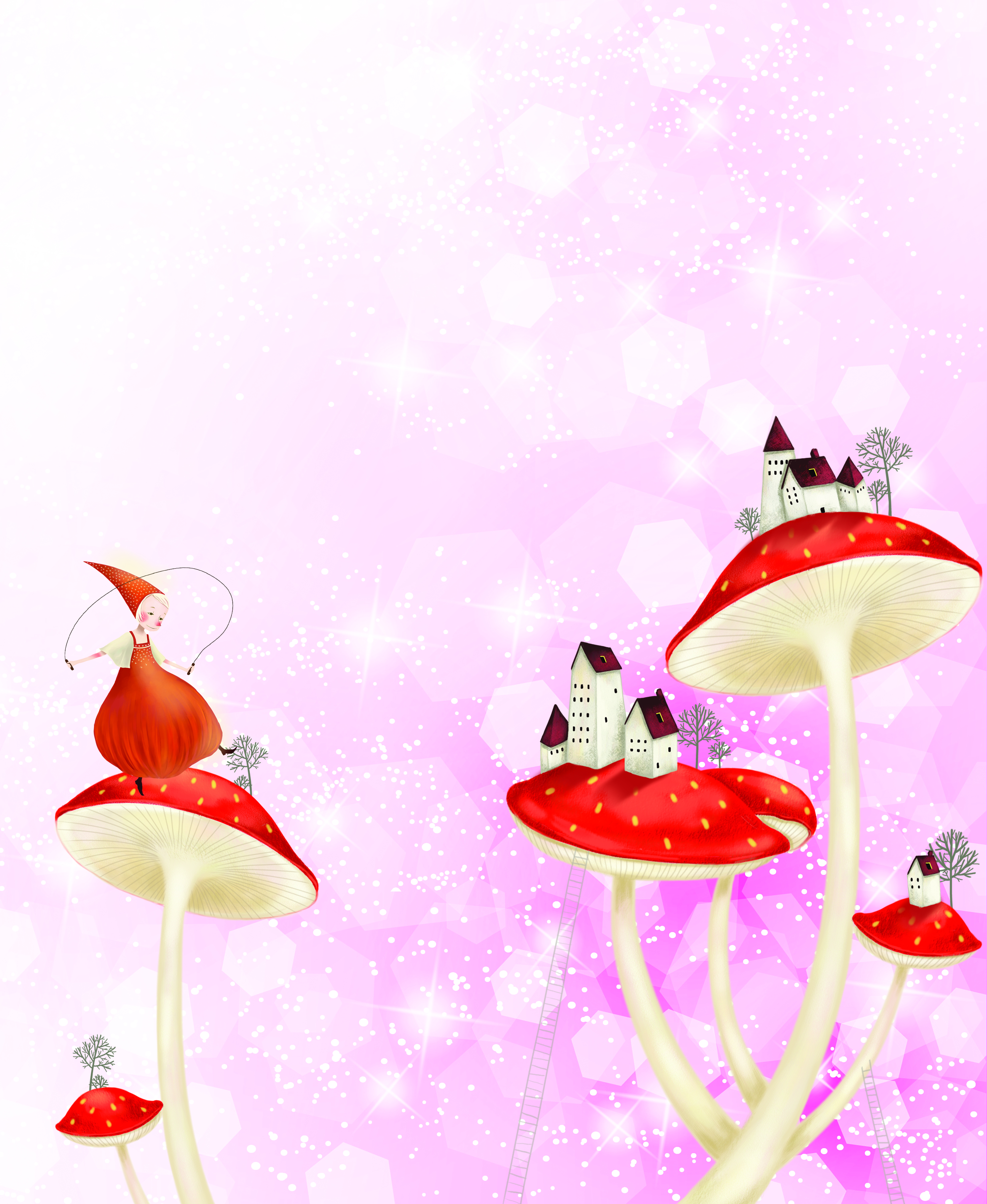 红蘑菇 彩雕板 蘑菇花