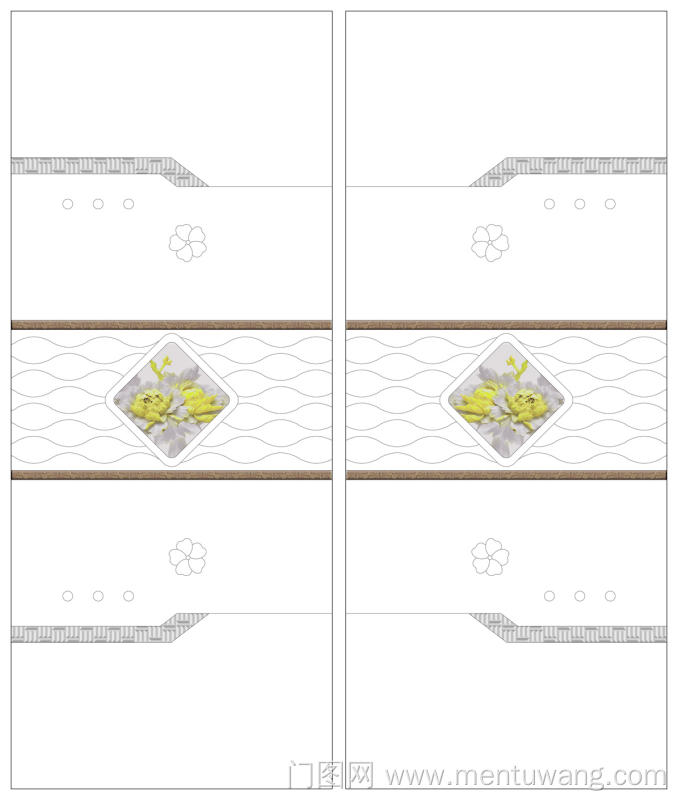  移门图 雕刻路径 橱柜门板  牡丹 彩雕板  立体牡丹花 金色 菱形 WF-6119