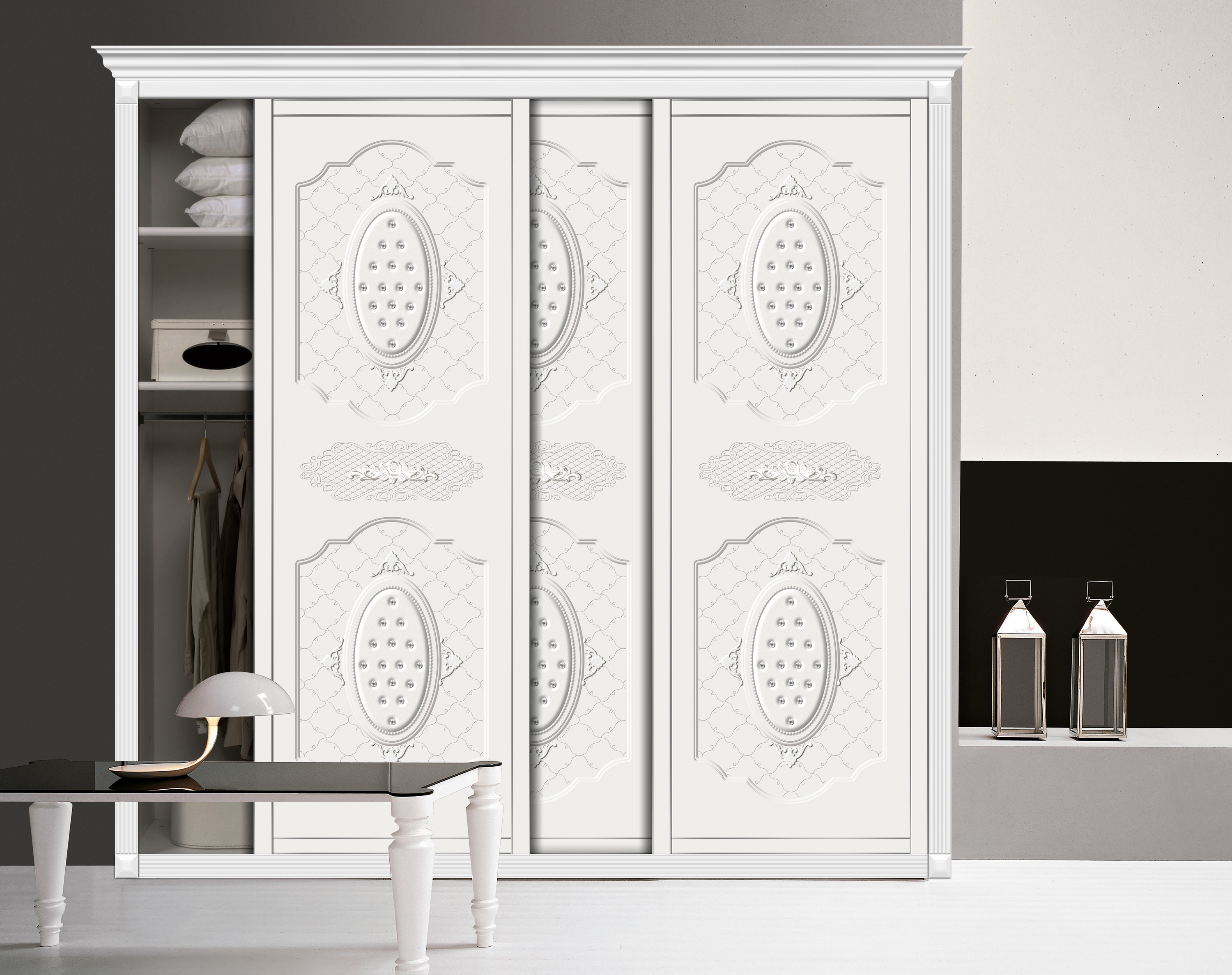 吸塑软包 欧式衣柜 欧式移门 简欧移门 浮雕花 吸塑花 相交 欧式花纹