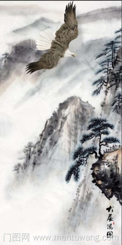 移门图 雕刻路径 橱柜门板  大展鸿图 uv打印 大展鸿图 国画 高清 松