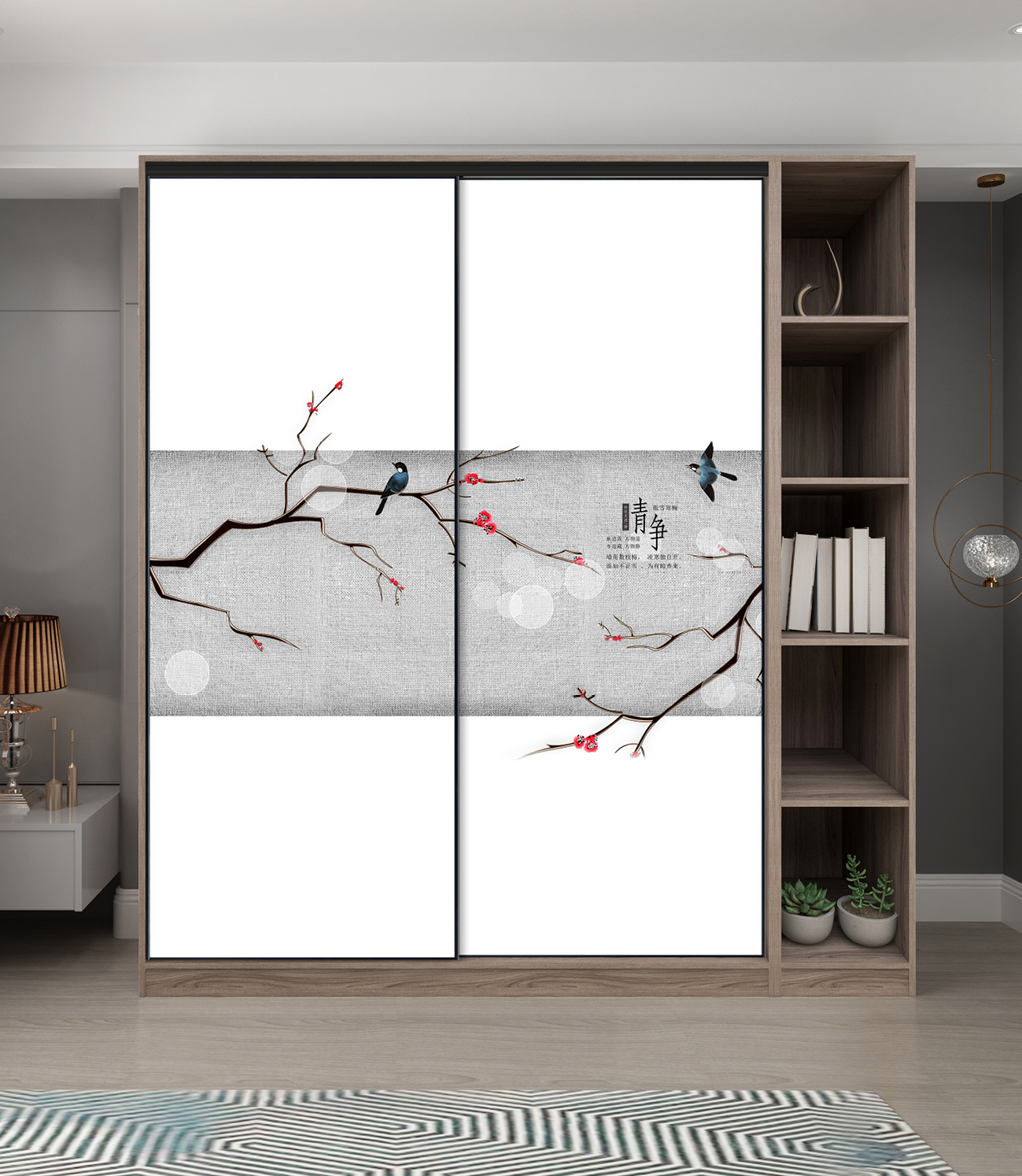 彩绘移门,彩绘移门 中国风 打印移门 家和 富贵 打印图 高清移门_门图网